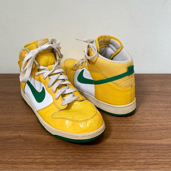 Nike Dunk Hi Top Brazil Sneakers Yellow and Green Laces Men’s Size 13 Streetware - Picture 2 of 13